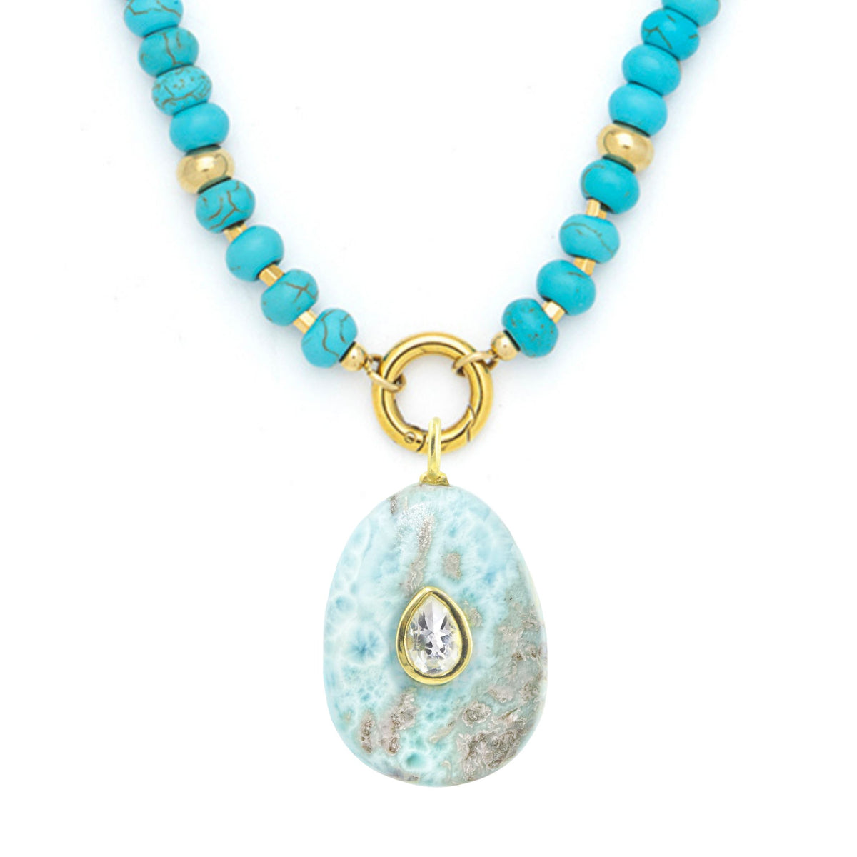 Larimar Raya Gemstone Beaded Necklace Turquoise