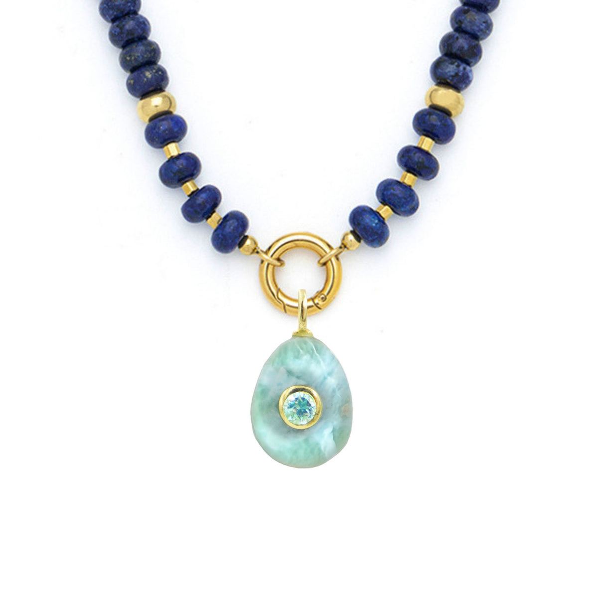 Larimar Pendant and Raya Gemstone Necklace