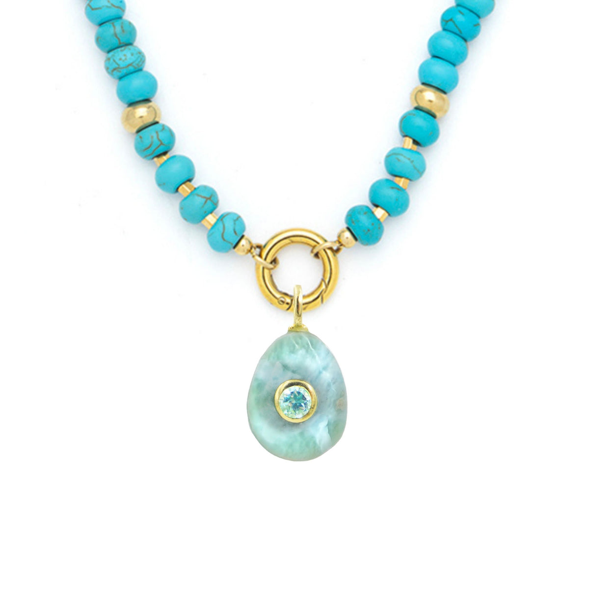 Larimar Pendant and Raya Gemstone Necklace
