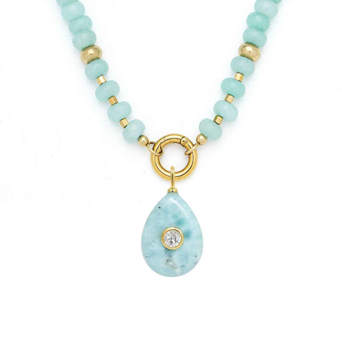 Larimar Pendant and Raya Gemstone Necklace