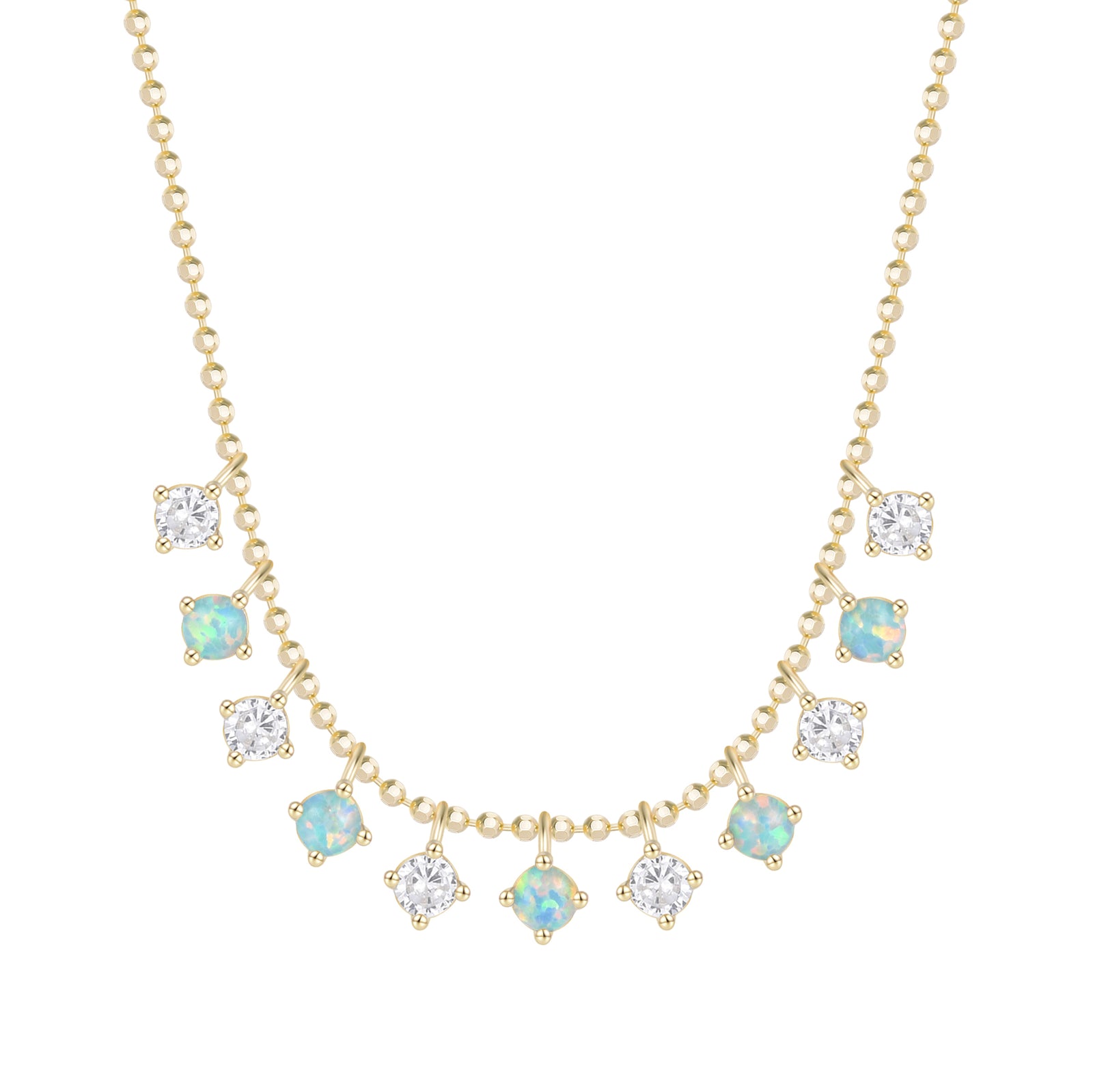 Lights in the Milky Way Opal Necklace on Ball Chain - Clustered