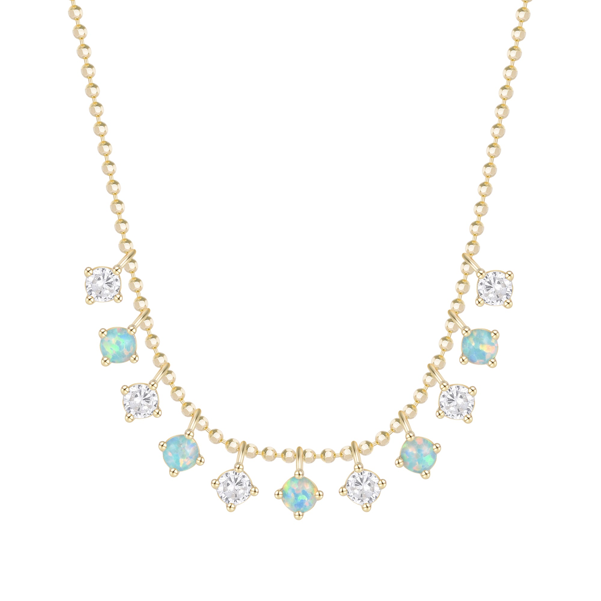 Lights in the Milky Way Opal Necklace on Ball Chain - Clustered
