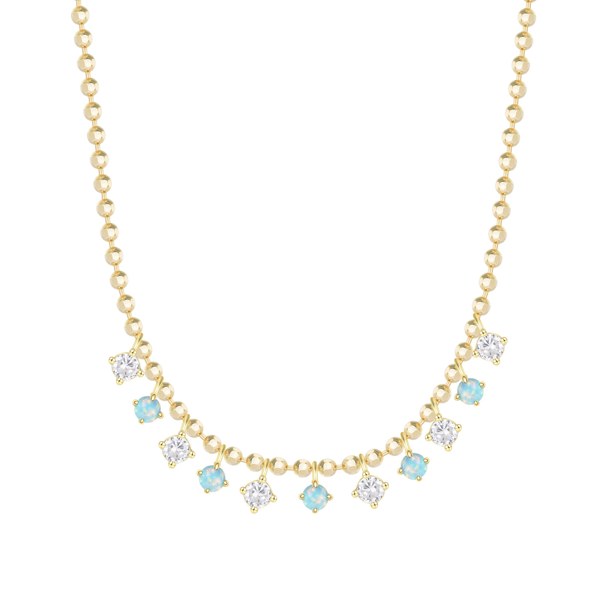 Lights in the Milky Way Opal Necklace on Ball Chain Silver - Large