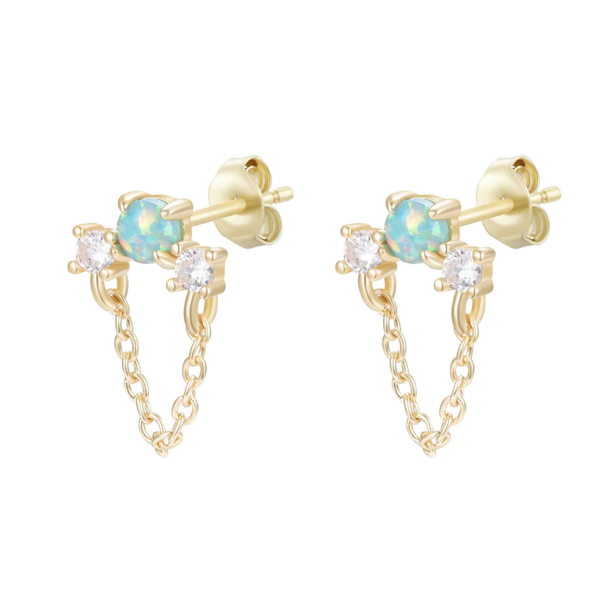Linked In Light Opal Chain Earrings