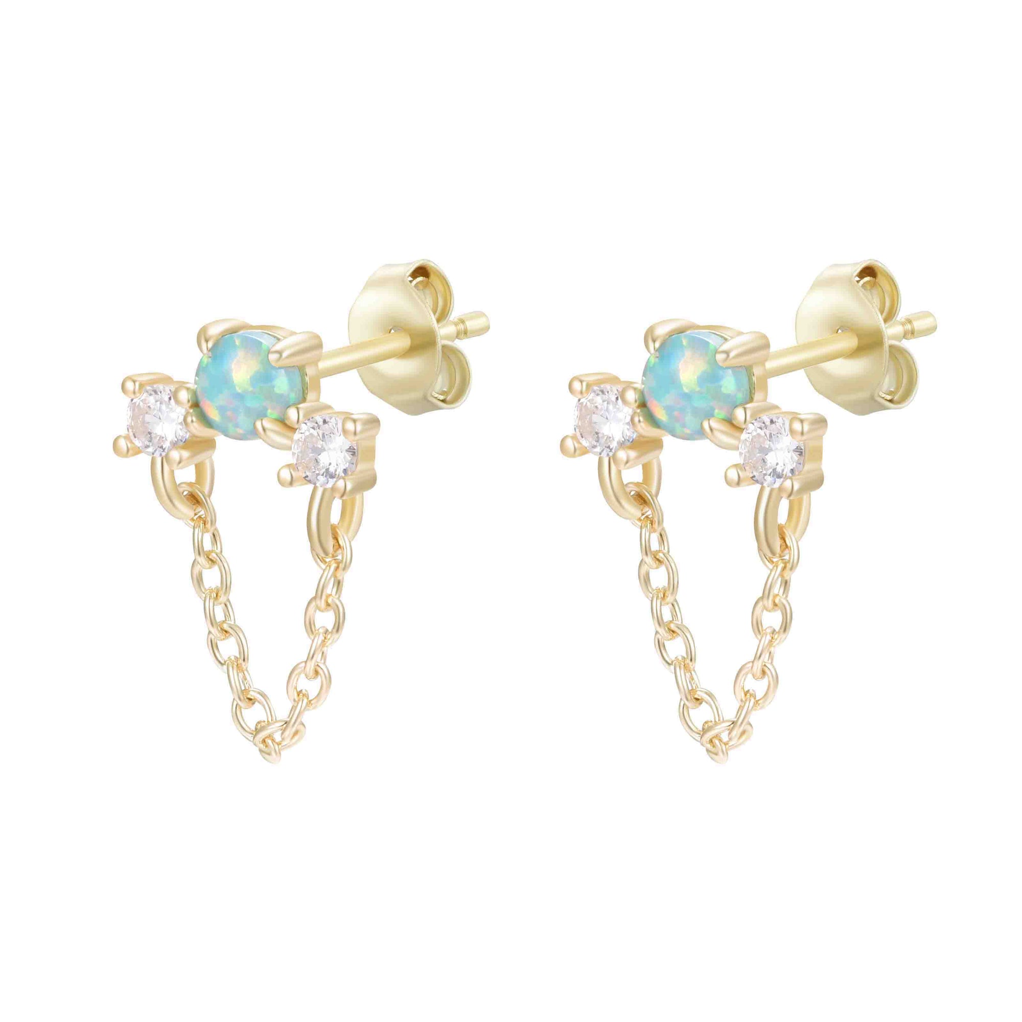 Linked In Light Opal Chain Earrings
