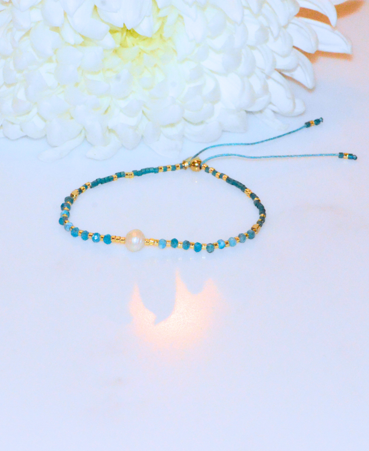 Lumira Mini Pearl and Gemstone Adjustable Bracelet With Miyuki Beads