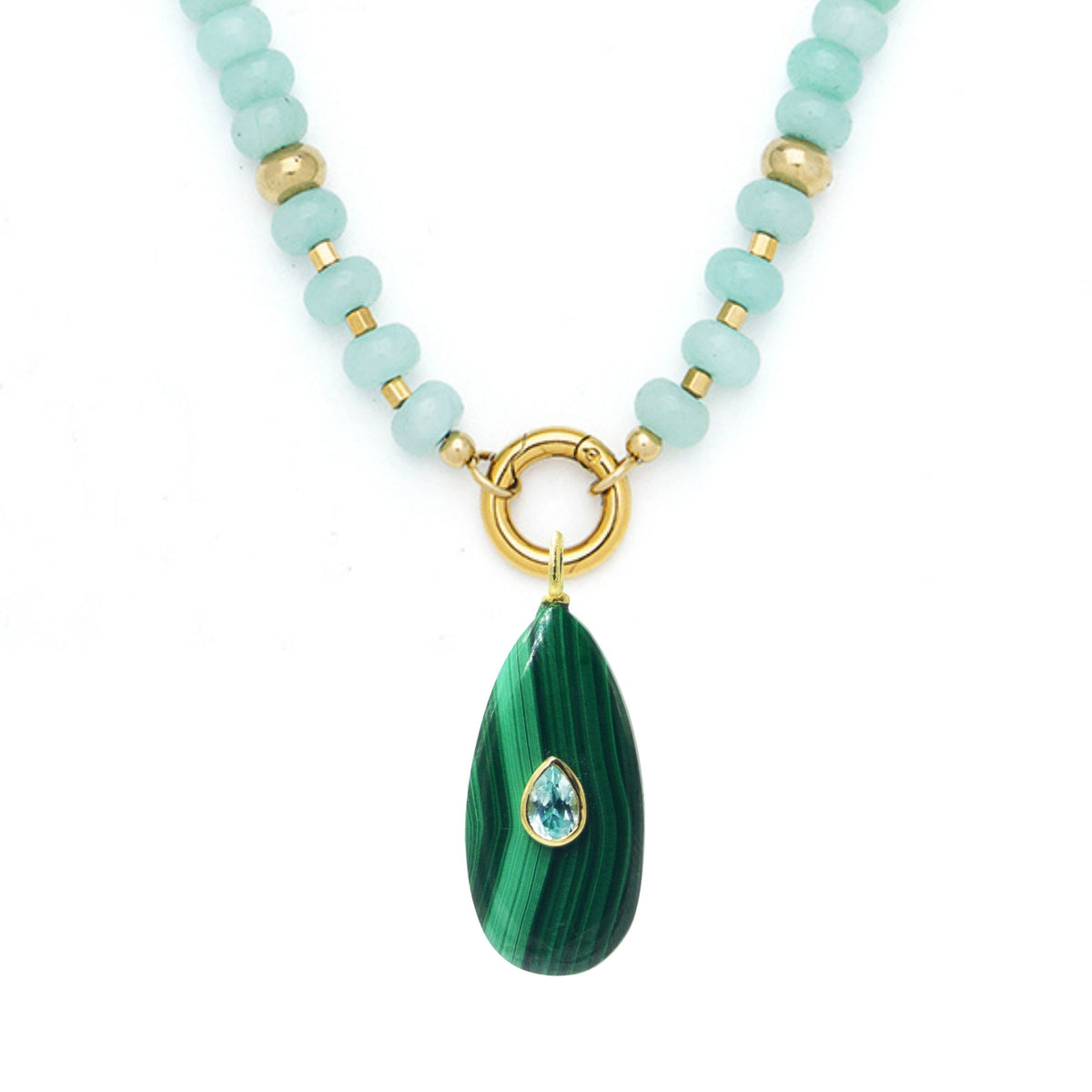 Malachite Pendant and Raya Gemstone Necklace