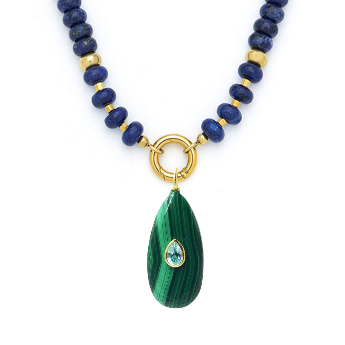 Malachite Pendant and Raya Gemstone Necklace