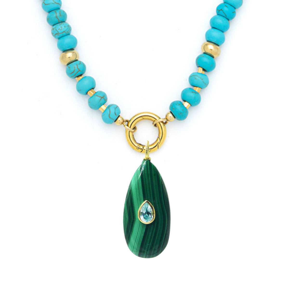 Malachite Pendant and Raya Gemstone Necklace