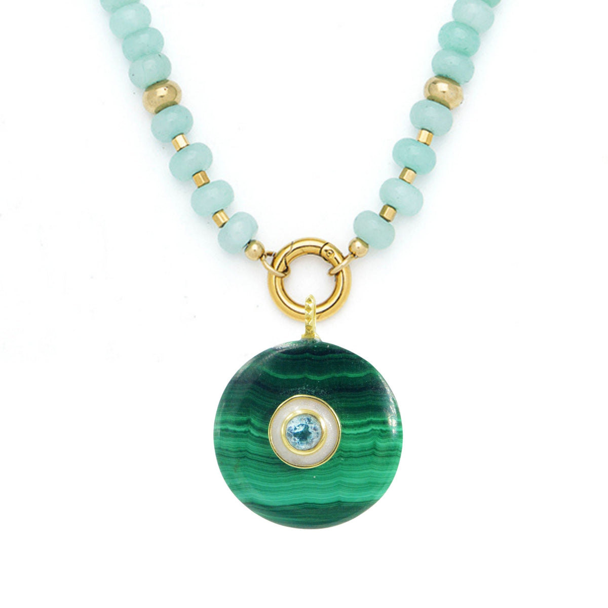 Malachite Pendant and Raya Gemstone Necklace