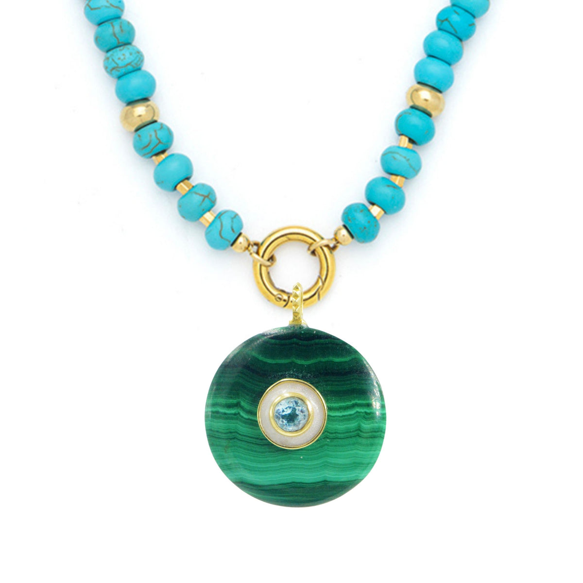 Malachite Pendant and Raya Gemstone Necklace
