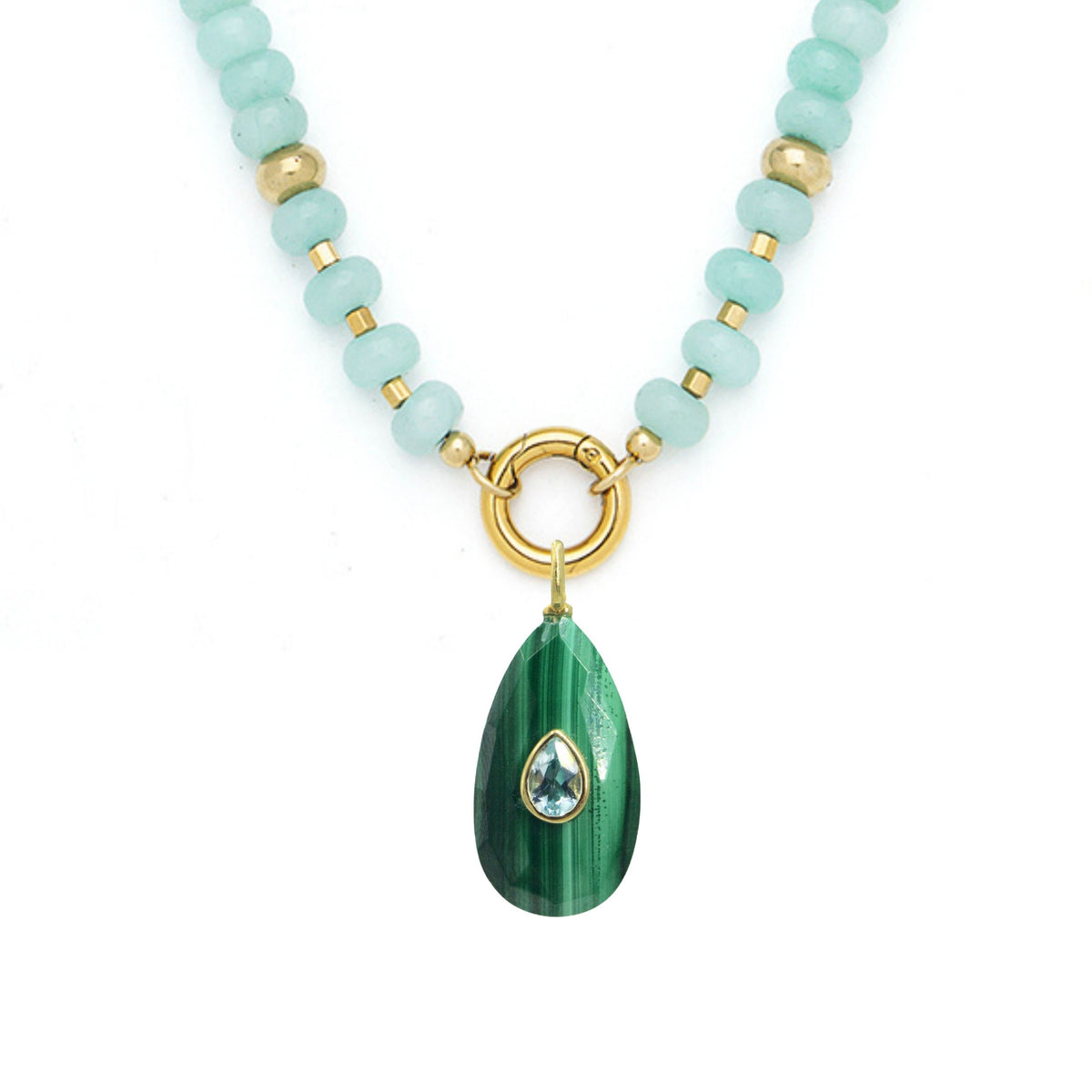 Malachite Pendant and Raya Gemstone Necklace