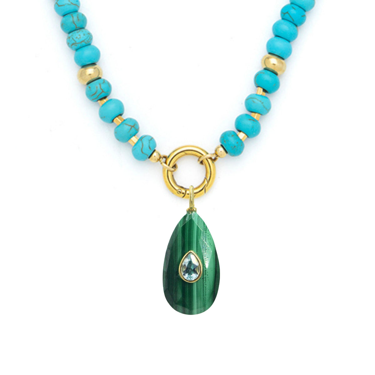 Malachite Pendant and Raya Gemstone Necklace