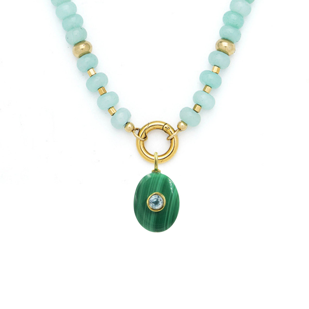Malachite Pendant and Raya Gemstone Necklace