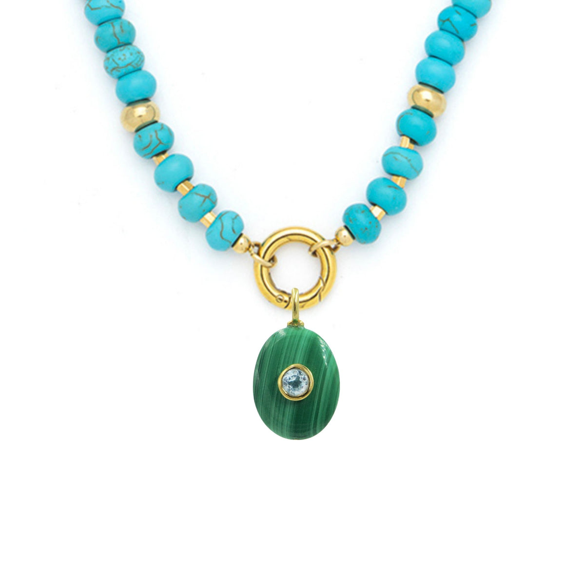Malachite Pendant and Raya Gemstone Necklace