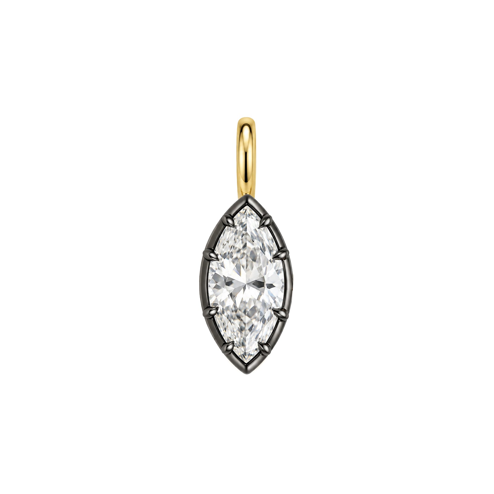 Marquise Solitaire Pendant With Prongs - Vertical