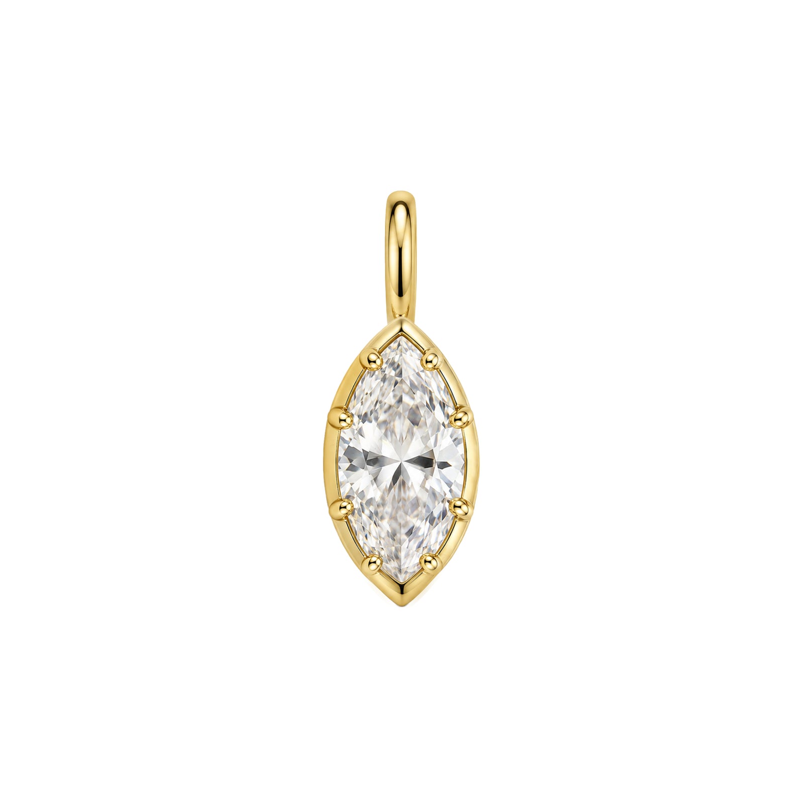 Marquise Solitaire Pendant With Prongs - Vertical