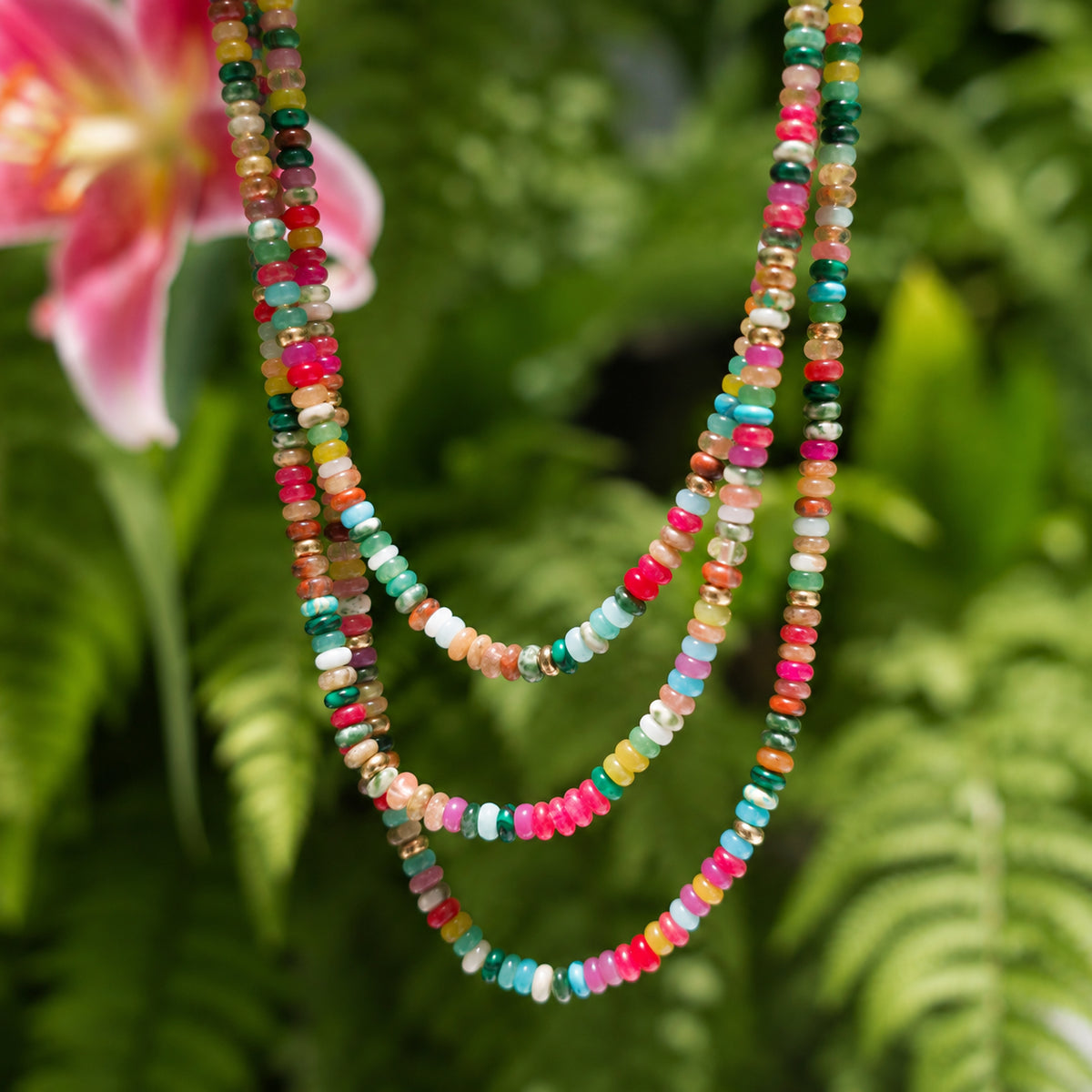 Charis Medium Gemstone Necklace Multicolored