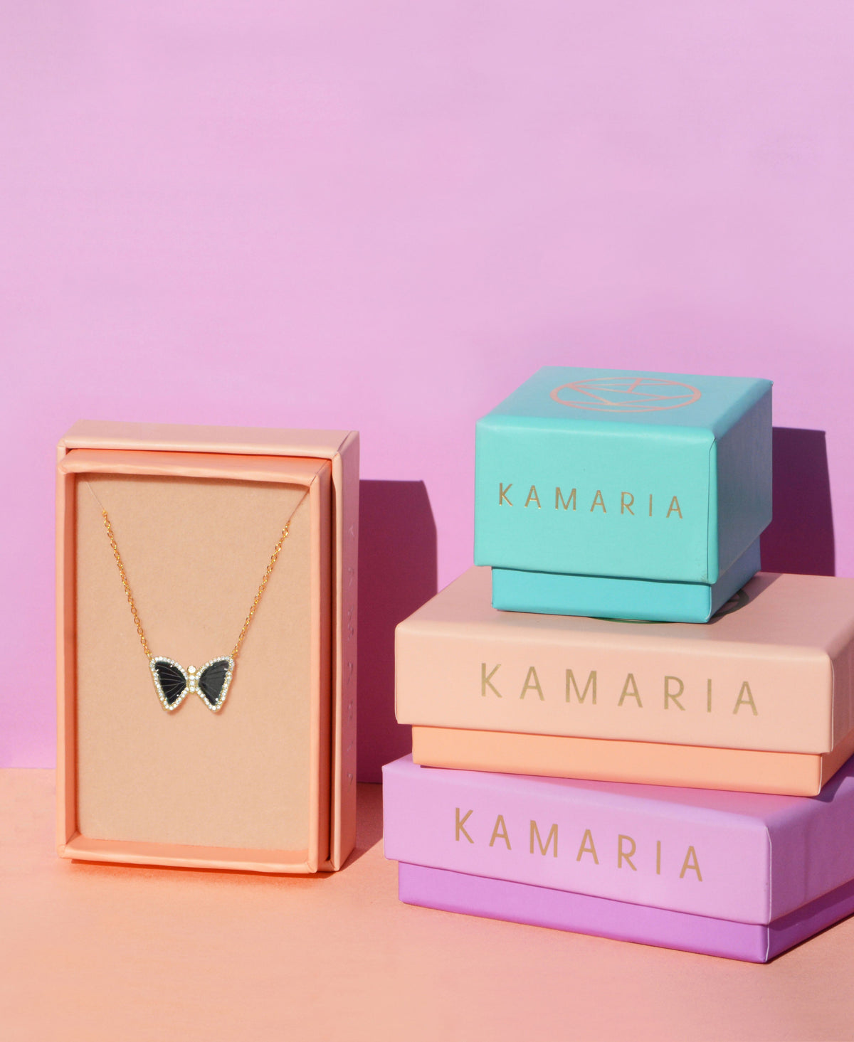 Mini Butterfly Necklace in Black Onyx