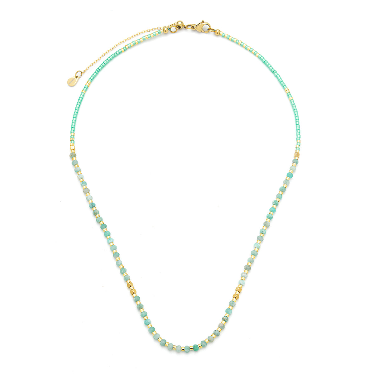 Lumira Mini Gemstone Necklace with Miyuki Beads Amazonite