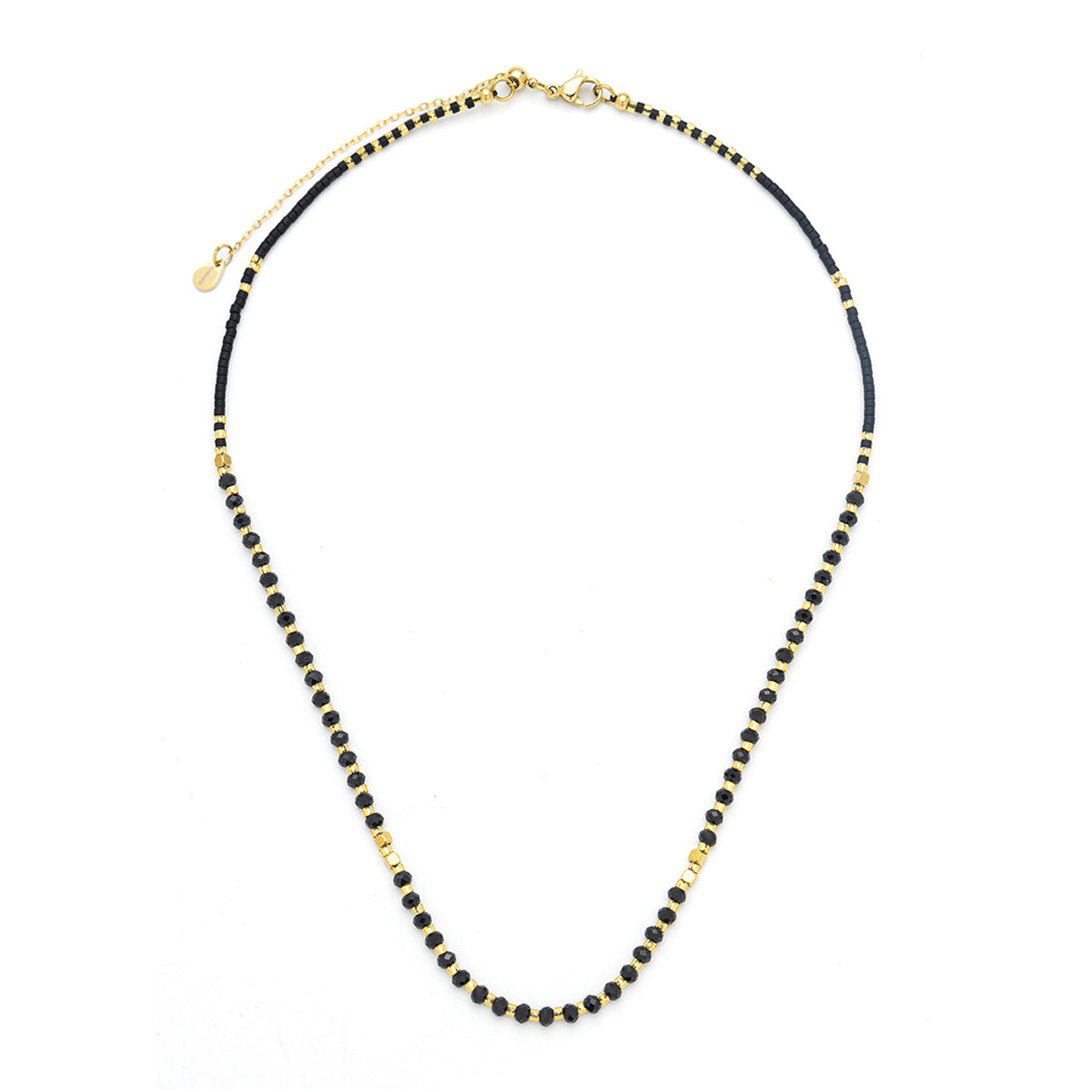Lumira Mini Gemstone Necklace with Miyuki Beads Black Onyx