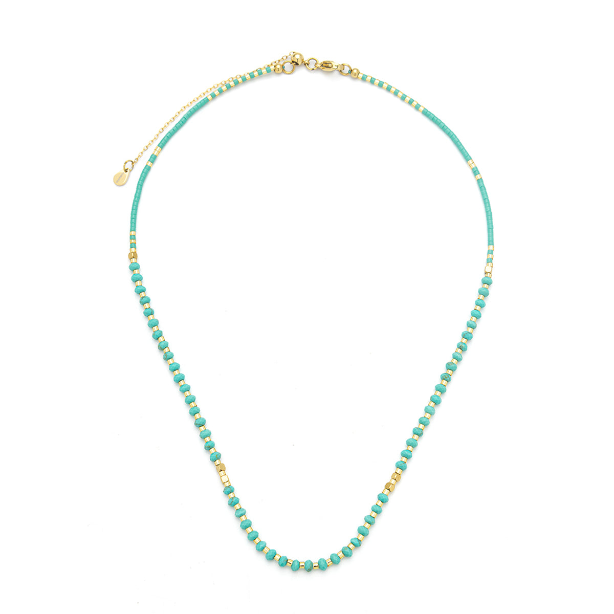 Lumira Mini Gemstone Necklace with Miyuki Beads Turquoise