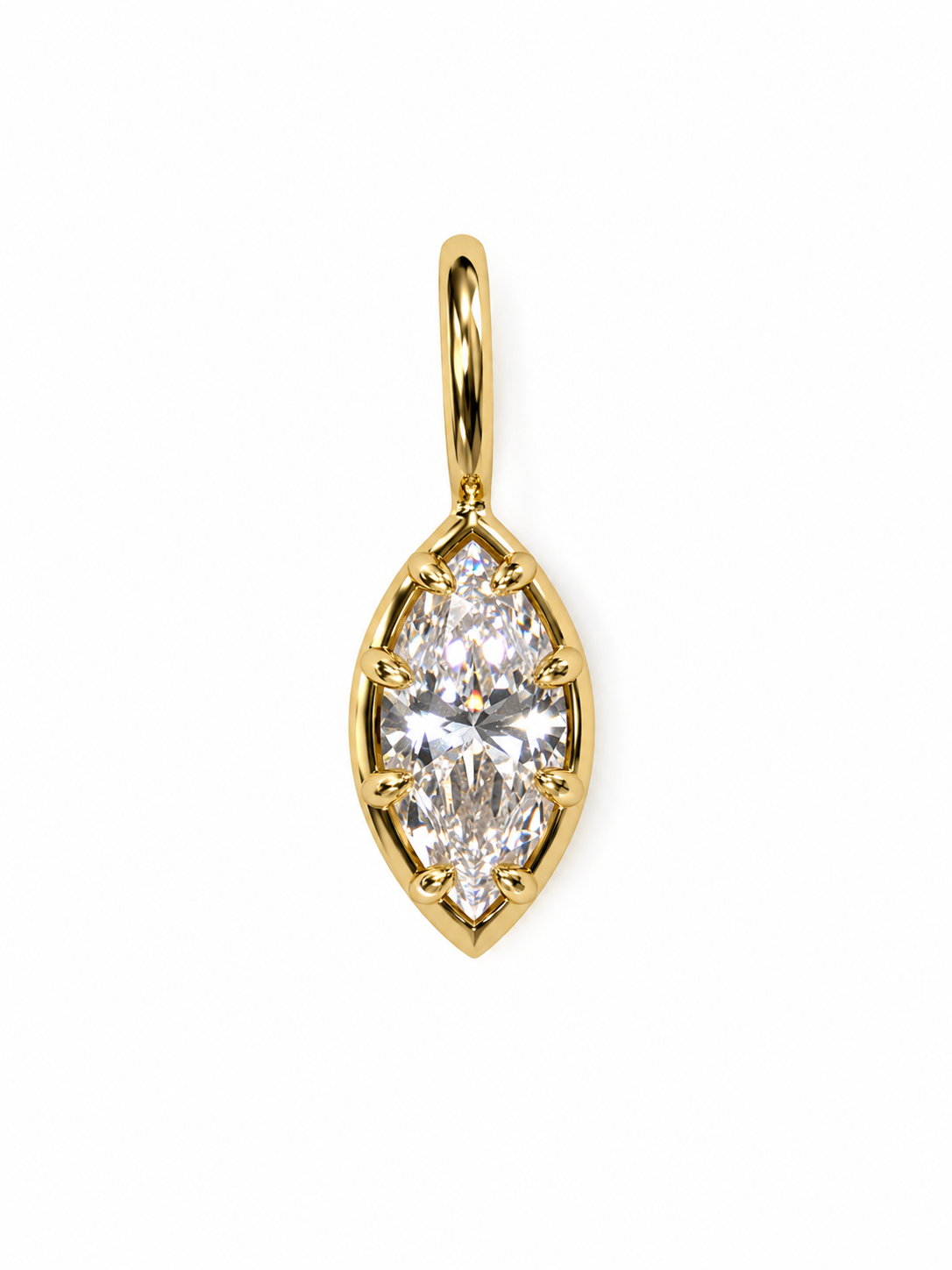 Mini Marquise Solitaire Pendant With Prongs - Vertical