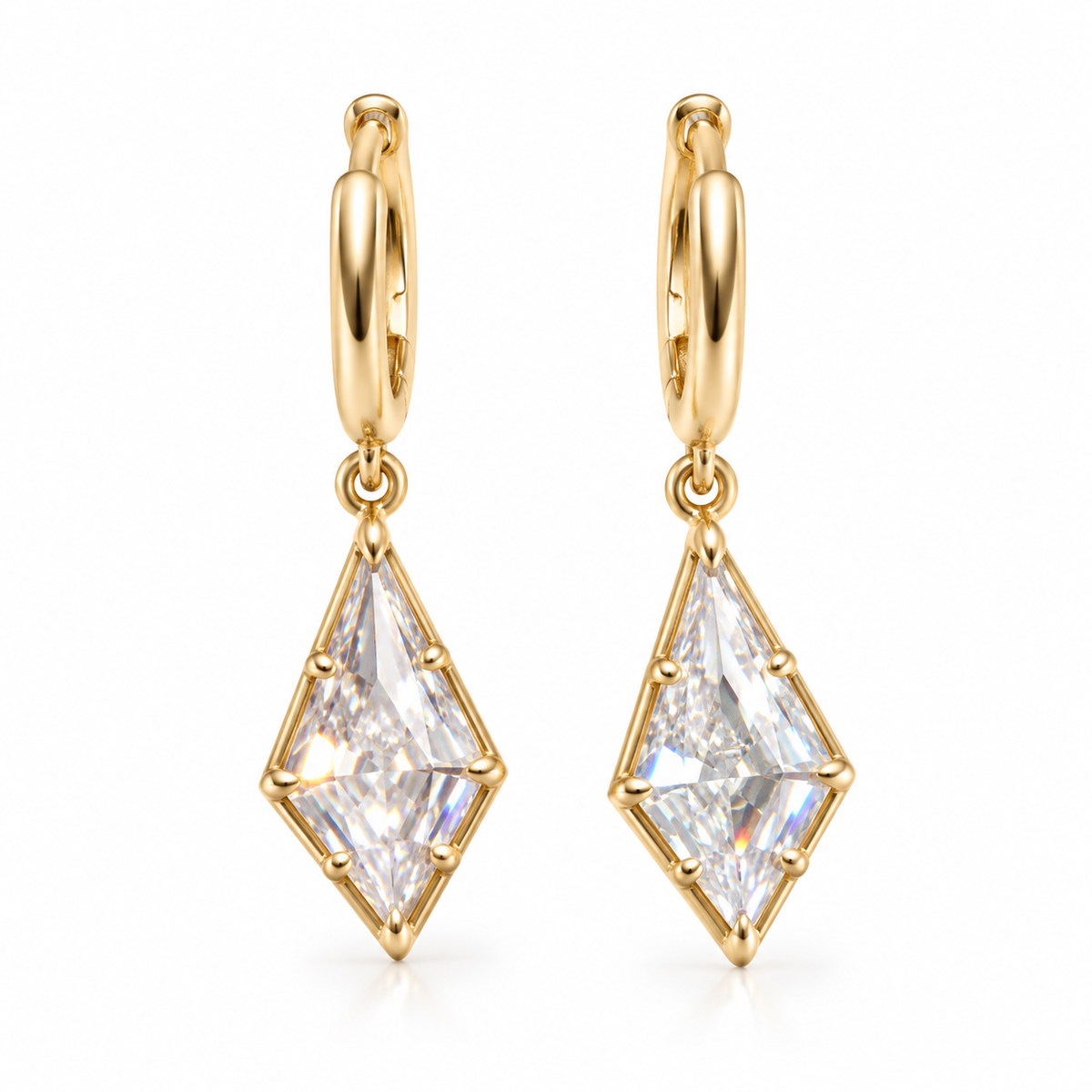 Modern Kite Drop Huggie Earrings