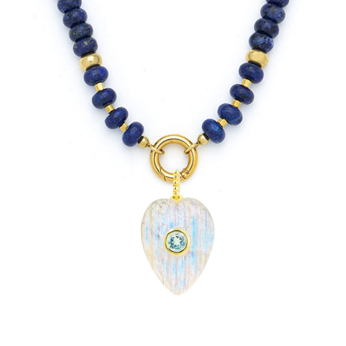 Moonstone Pendant and Raya Gemstone Necklace Heart Lapis