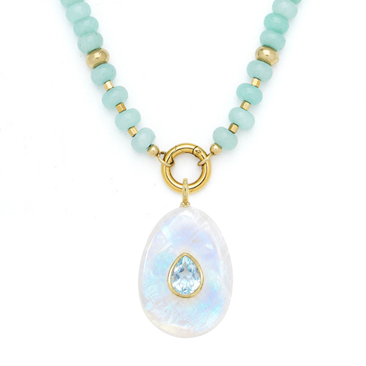 Moonstone Pendant and Raya Gemstone Necklace