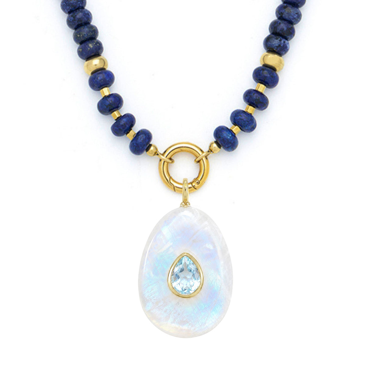 Moonstone Pendant and Raya Gemstone Necklace