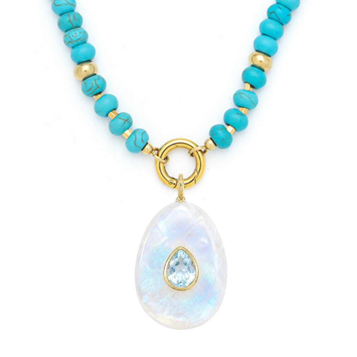 Moonstone Pendant and Raya Gemstone Necklace