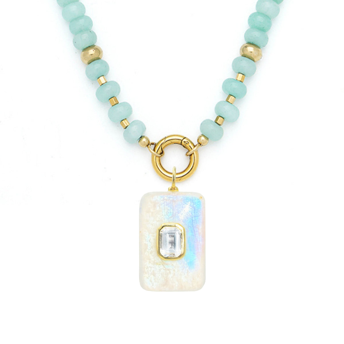 Moonstone Pendant and Raya Gemstone Necklace