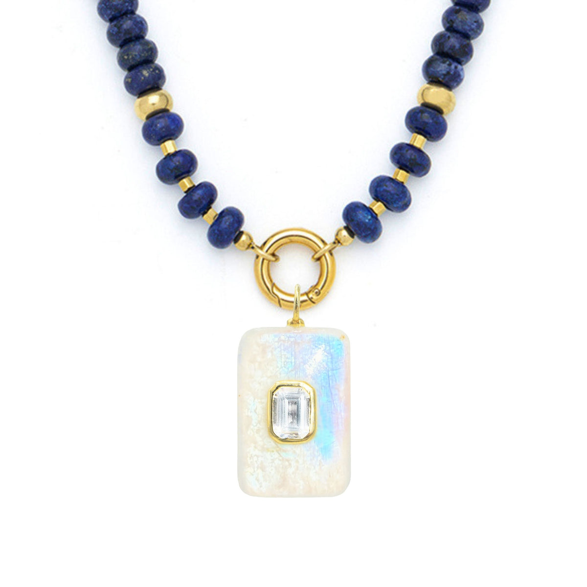 Moonstone Pendant and Raya Gemstone Necklace