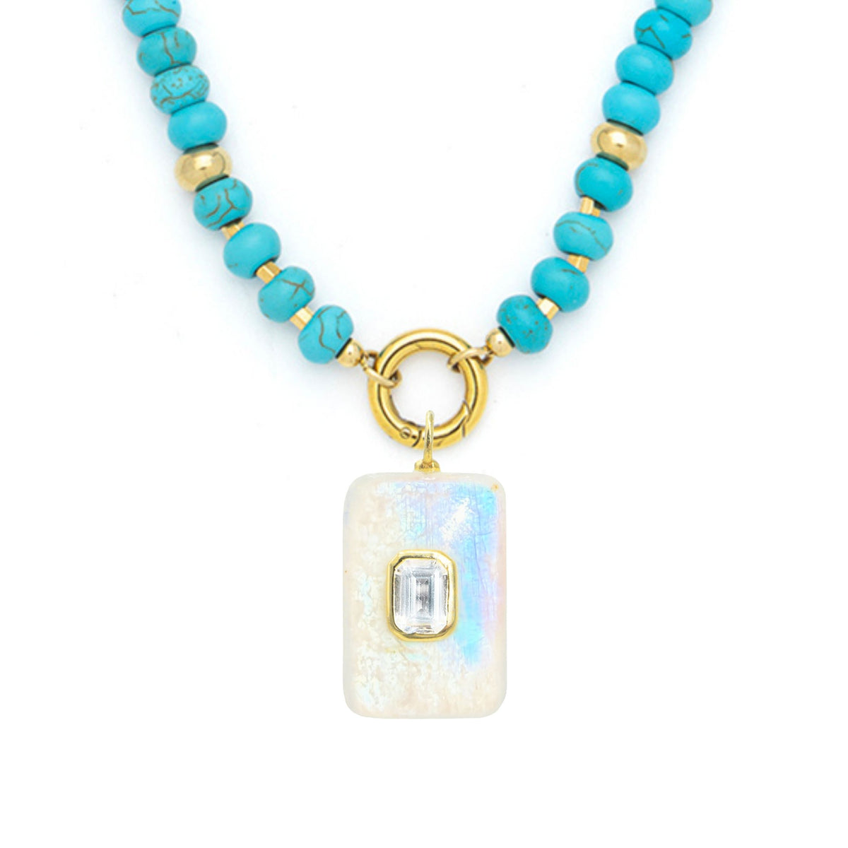 Moonstone Pendant and Raya Gemstone Necklace
