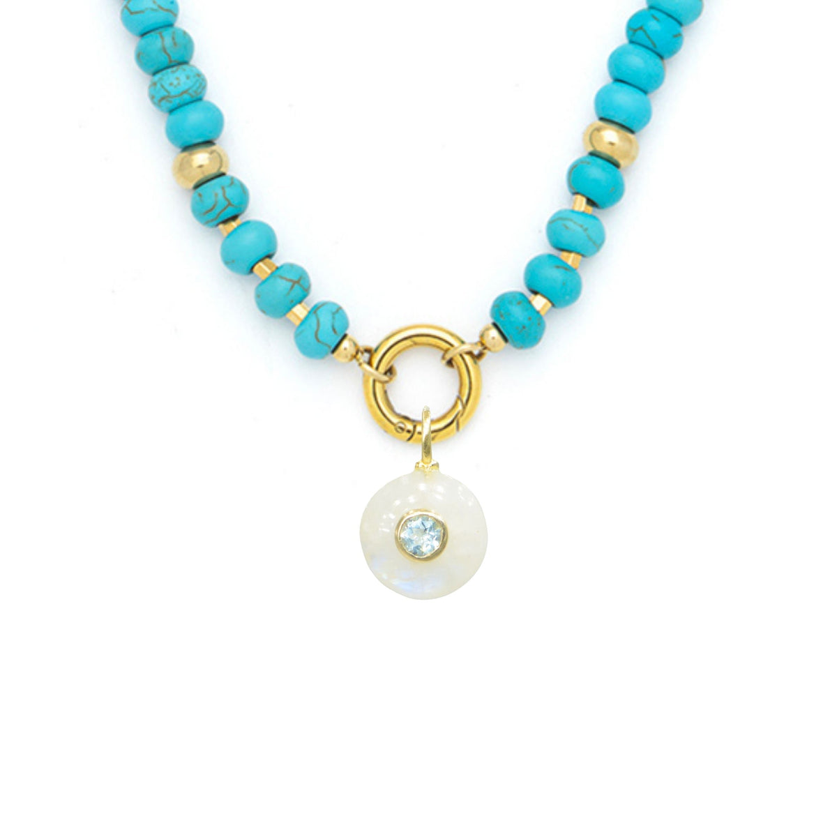 Moonstone Pendant and Raya Gemstone Necklace
