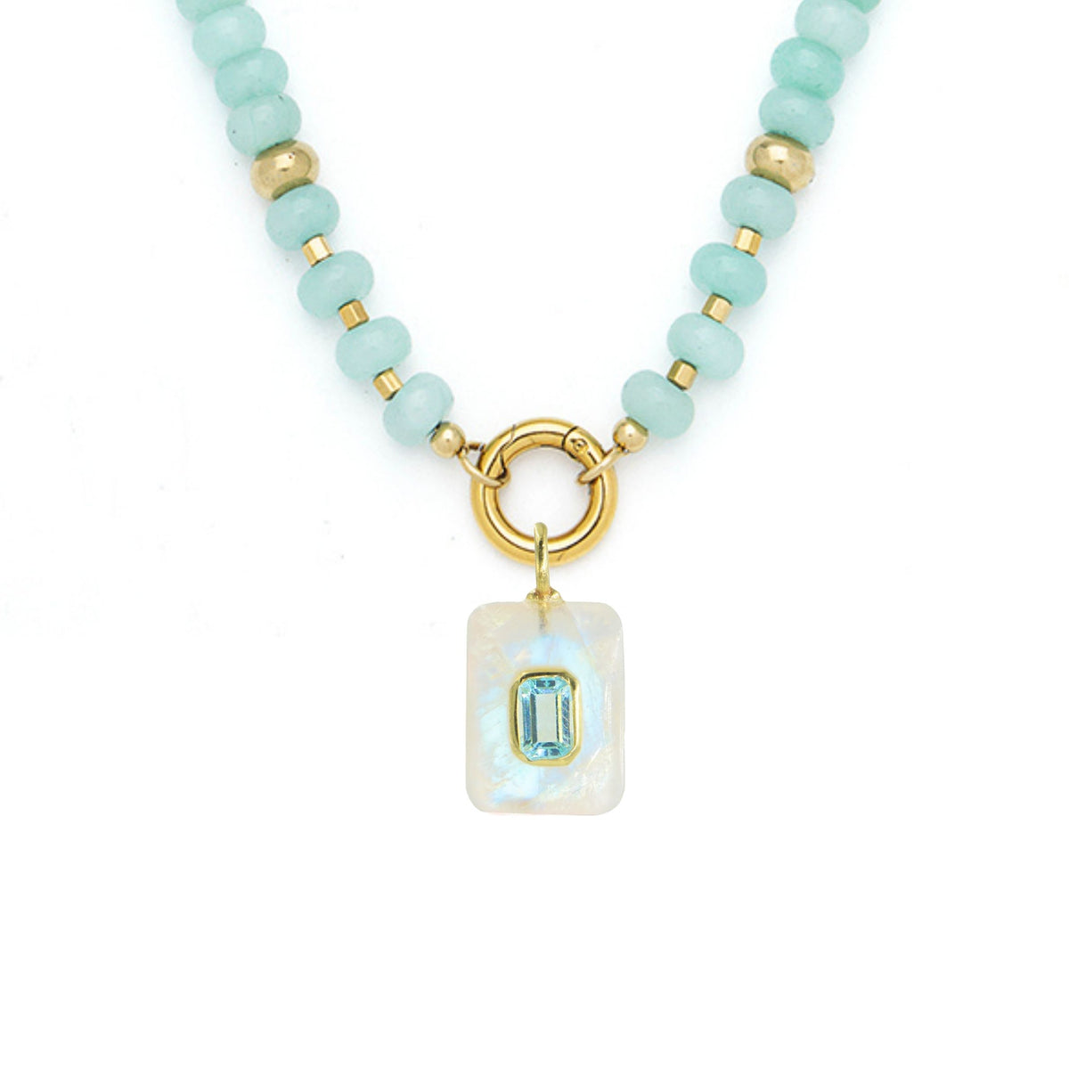 Moonstone Pendant and Raya Gemstone Necklace