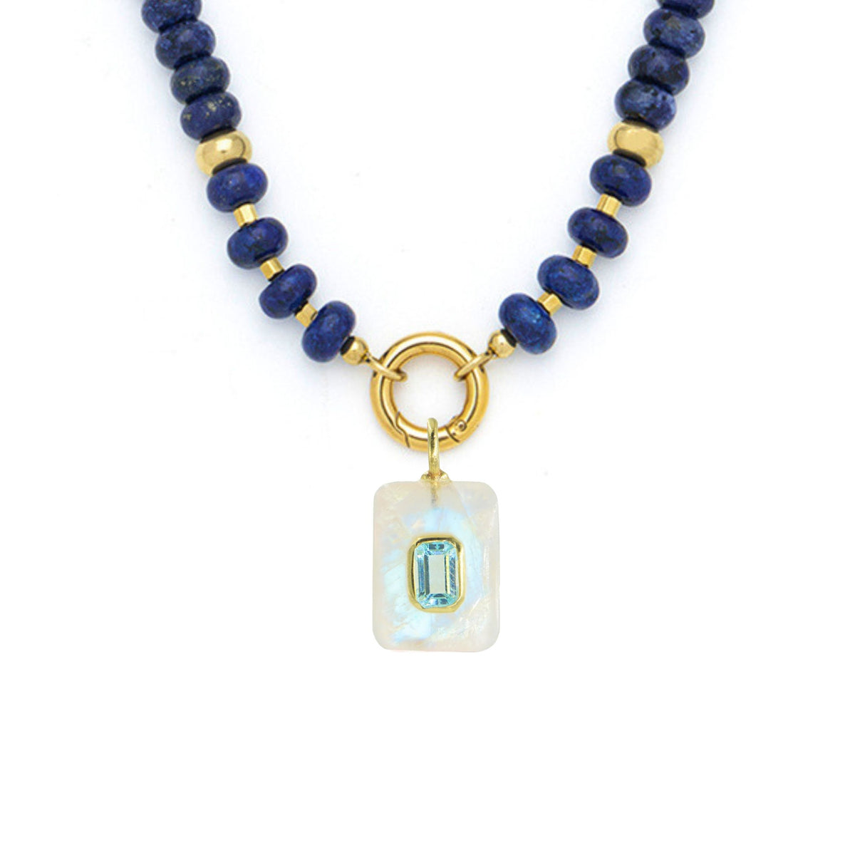 Moonstone Pendant and Raya Gemstone Necklace