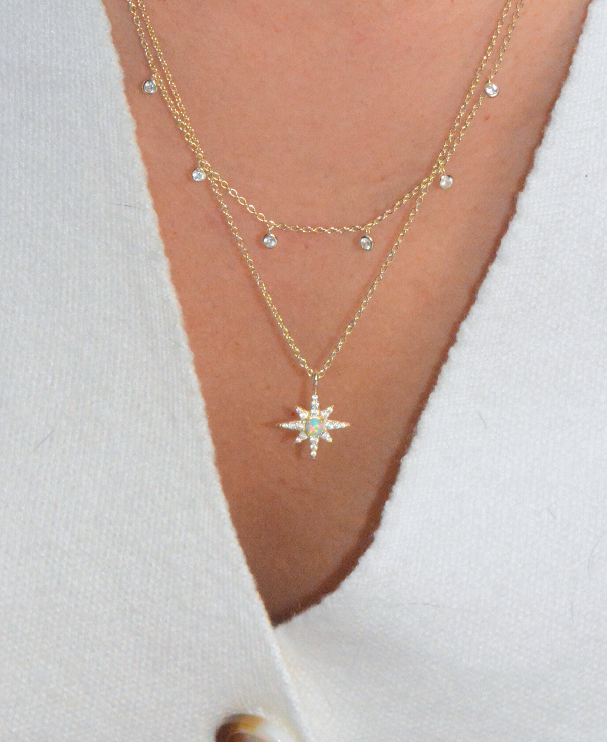 North Star Opal Double Layering Necklace