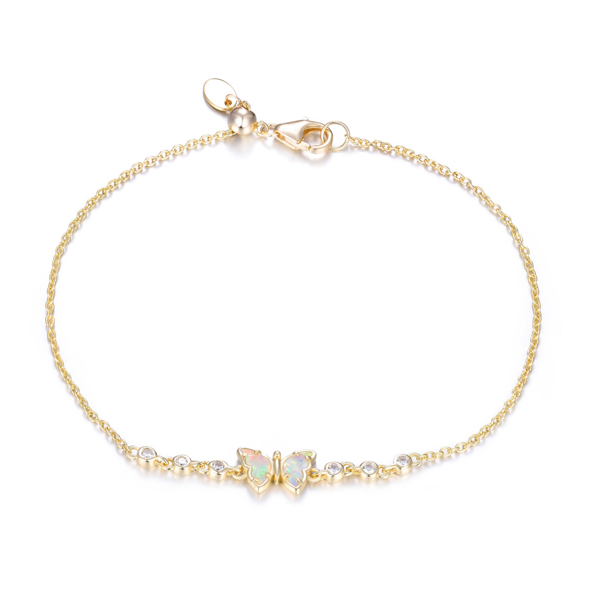 Opal Butterfly and CZ Bracelet