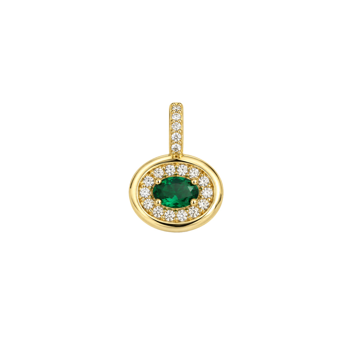Oval Pendant With Sparkle Halo Green