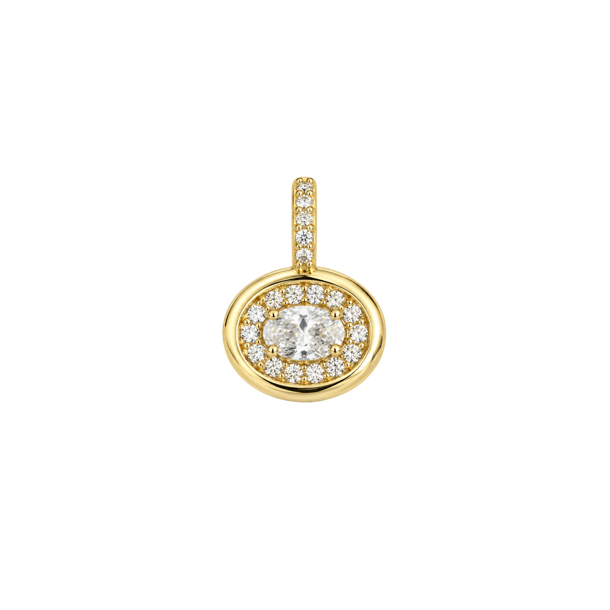 Oval Pendant With Sparkle Halo White