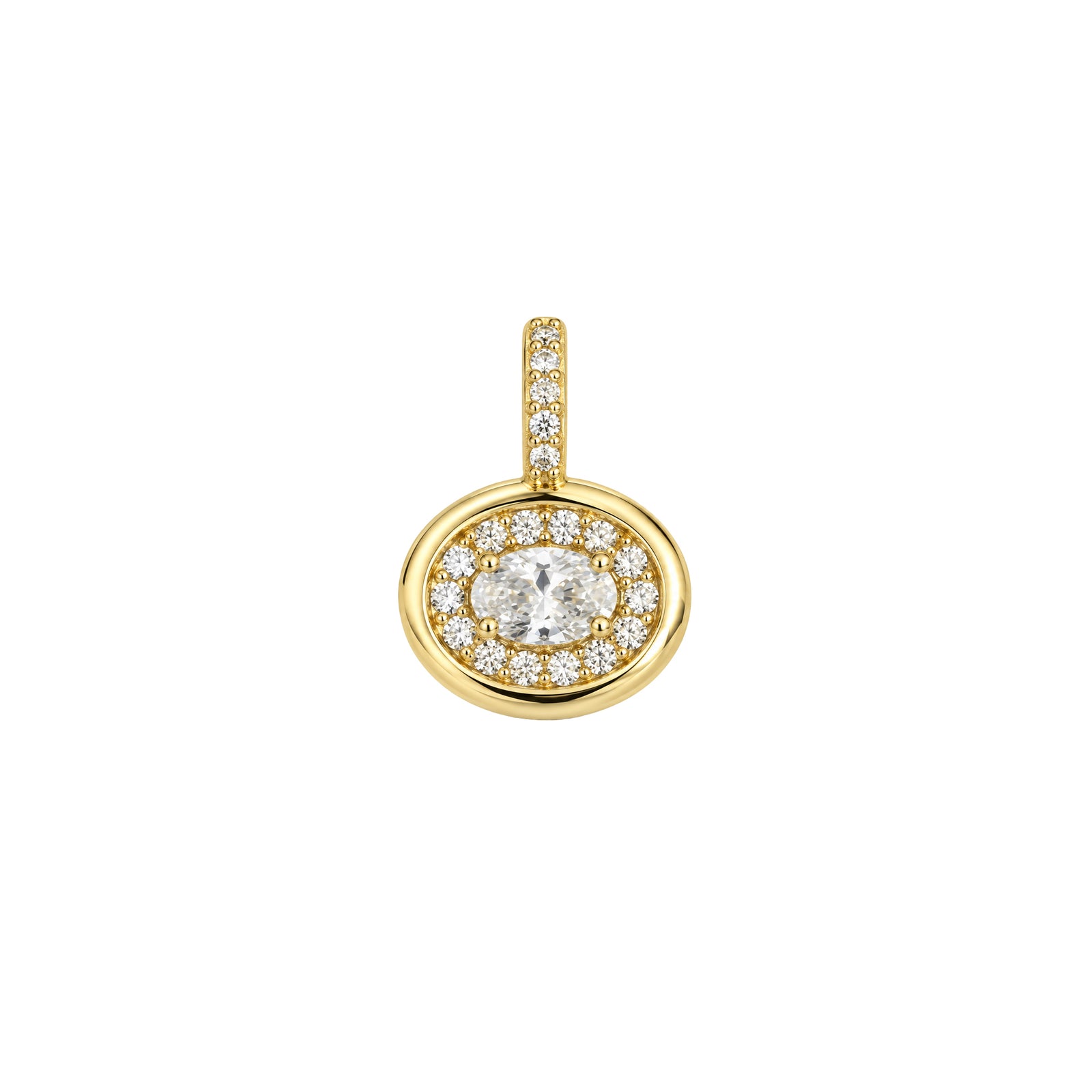 Oval Pendant With Sparkle Halo White