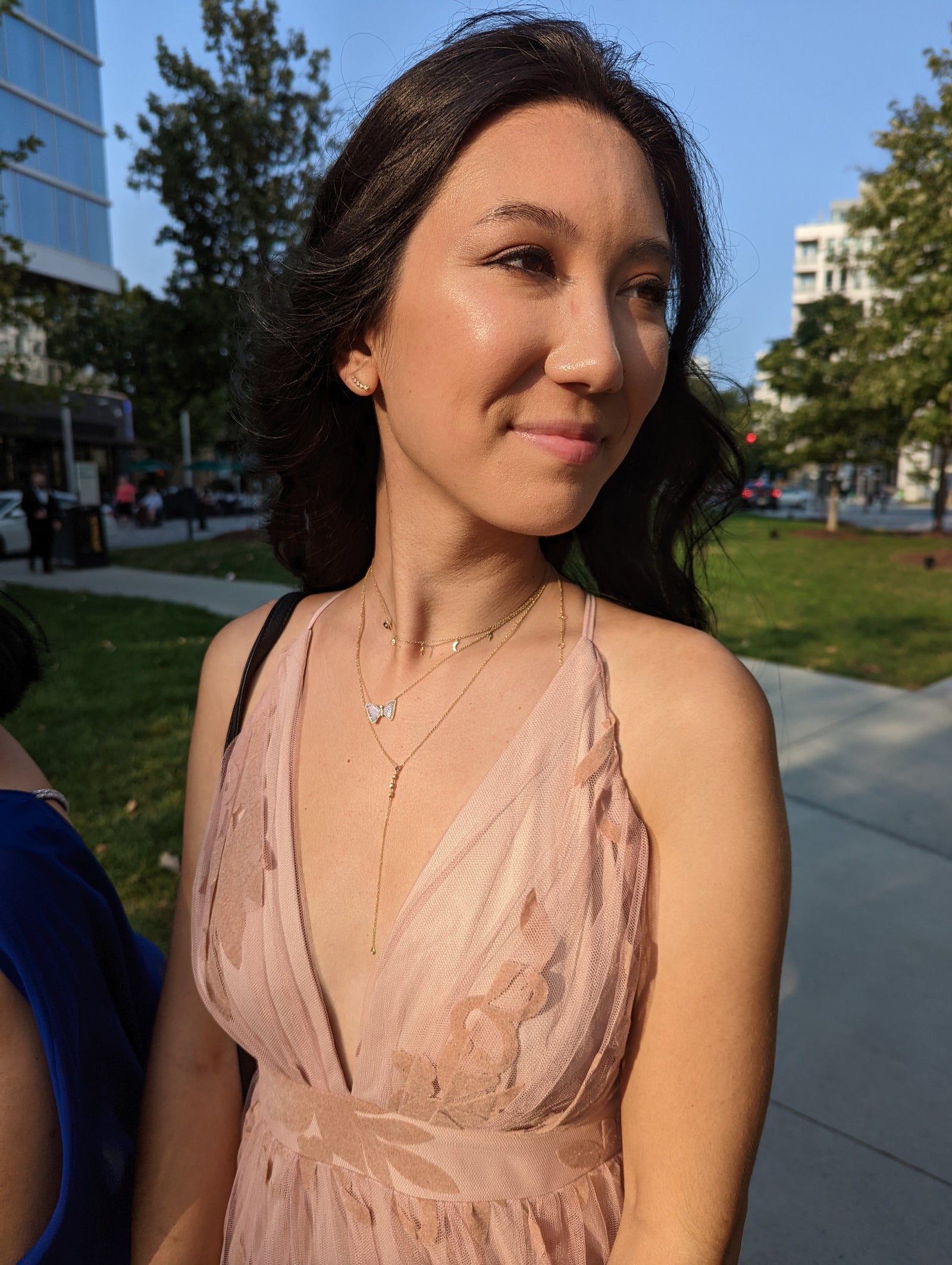 mini butterfly necklace with diamonds in stardust