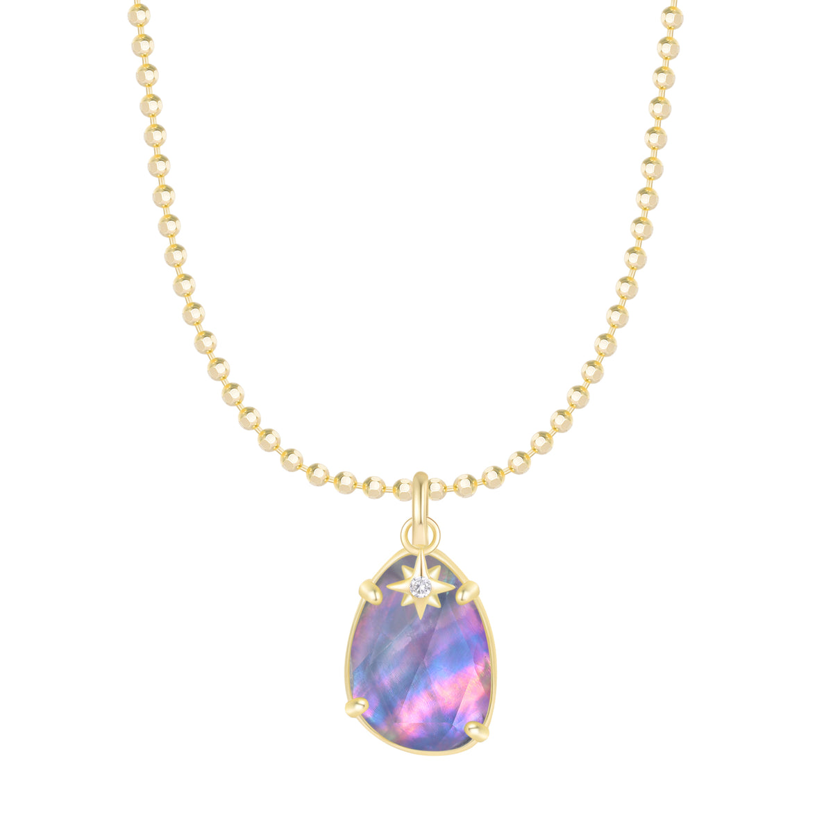 stella pearl dark mother of pearl doublet necklace ball chain