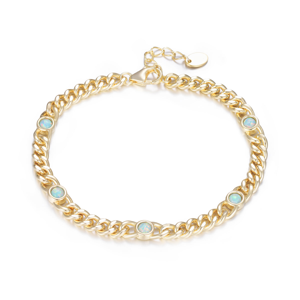 Round Opals and Curb Chain Bracelet