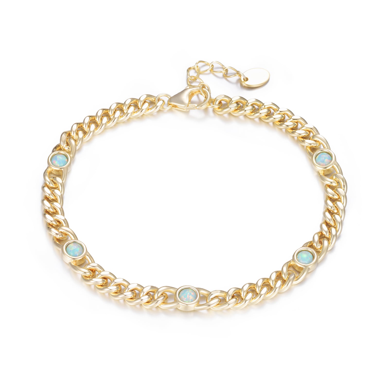 Round Opals and Curb Chain Bracelet