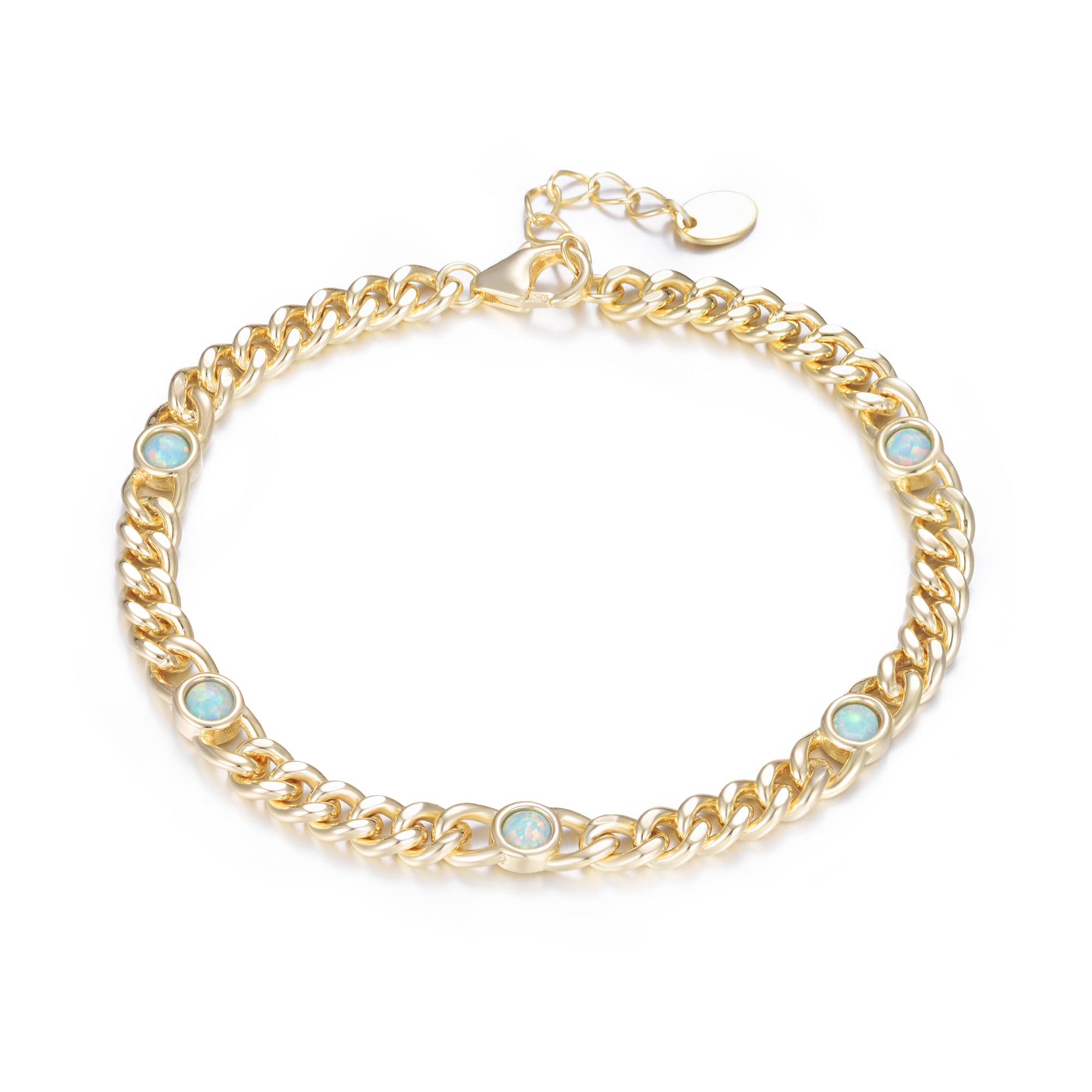 Round Opals and Curb Chain Bracelet