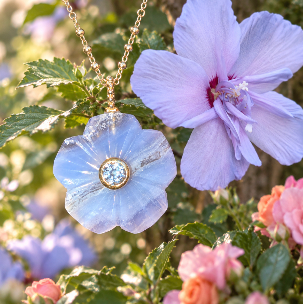 Flower Gemstone Pendant With Topaz