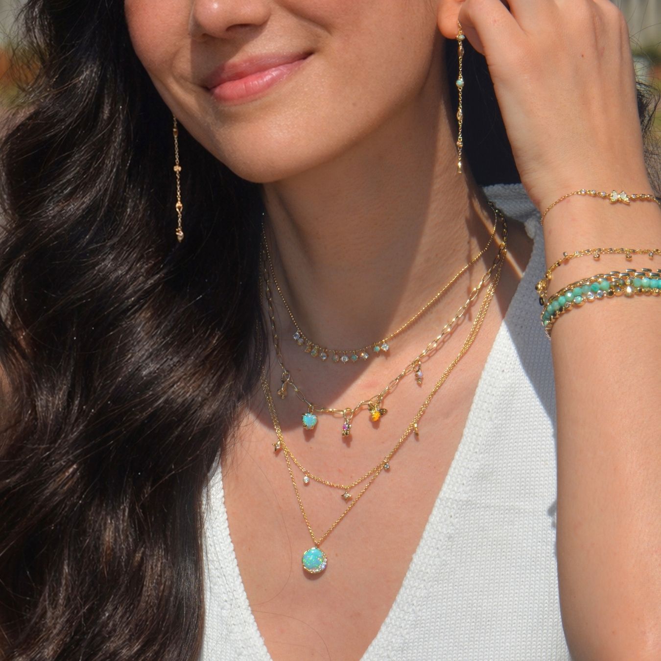 Spring collection paperclip chain charms earrings bracelets